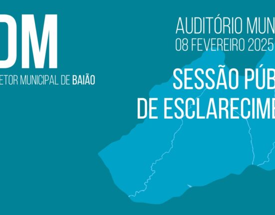 A Câmara Municipal de Baião promove, no próximo dia 8 de fevereiro, uma sessão pública de esclarecimento sobre a 2.ª Revisão do Plano Diretor Municipal (PDM) que terá lugar no Auditório Municipal, a partir das 10h30.