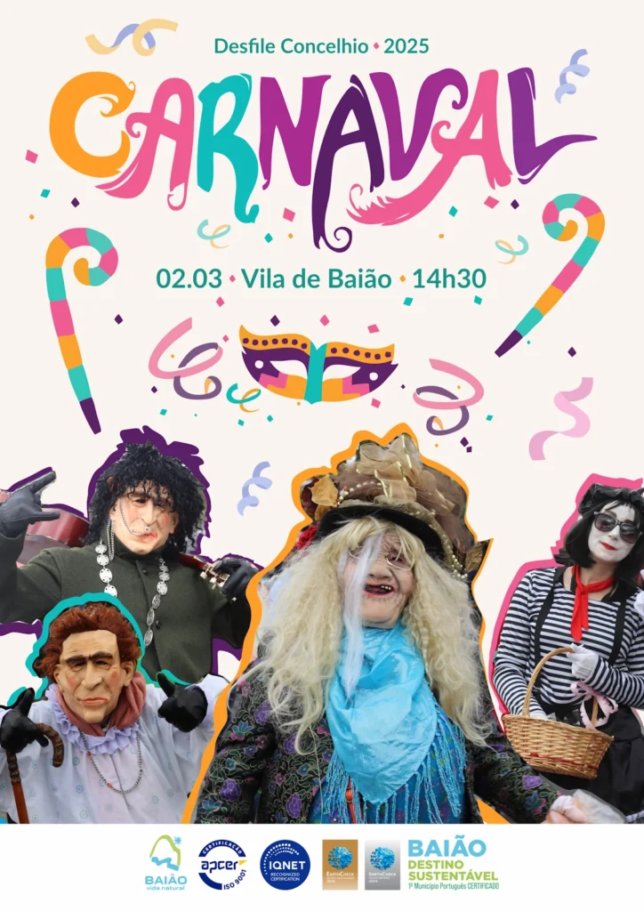 No dia 2 de março, às 14h30, as ruas da vila de Baião vão encher-se de cor, música e animação com o Desfile Concelhio de Carnaval